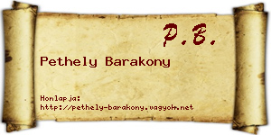 Pethely Barakony névjegykártya